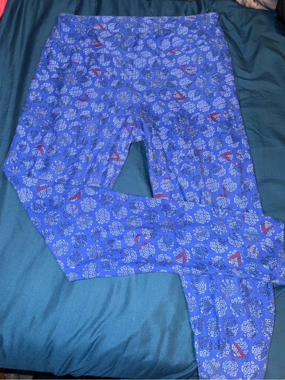 LuLaRoe Blue Floral Dot Print Leggings